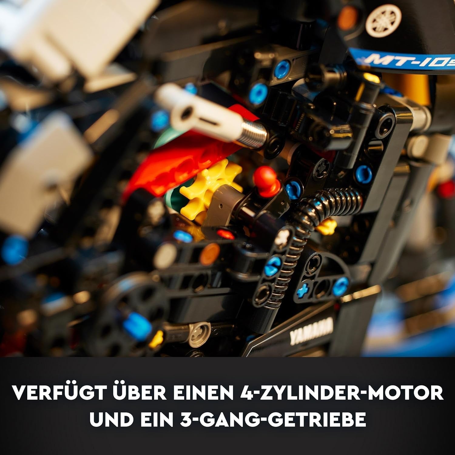 LEGO 42159 Model motocykla Technic Yamaha MT-10 SP dla dorosłych, autentyczny model pojazdu z 4-cylindrowym silnikiem, funkcjonalny układ kierowniczy i aplikacja Ar, zestawy do budowania jako prezent dla mężczyzn i kobiet w sklepie LEGO