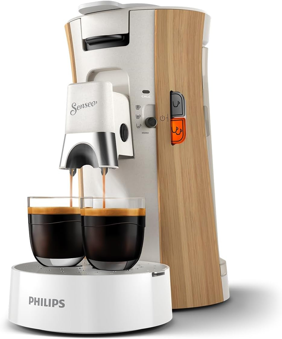 Ekspres do kawy z kapsułkami PHILIPS Senseo Select - Intensity Plus, z funkcją Memo na 3 specjały kawowe, Crema Plus, produkt ekologiczny, wysokiej jakości, jedwabiście biały (CSA240/05)