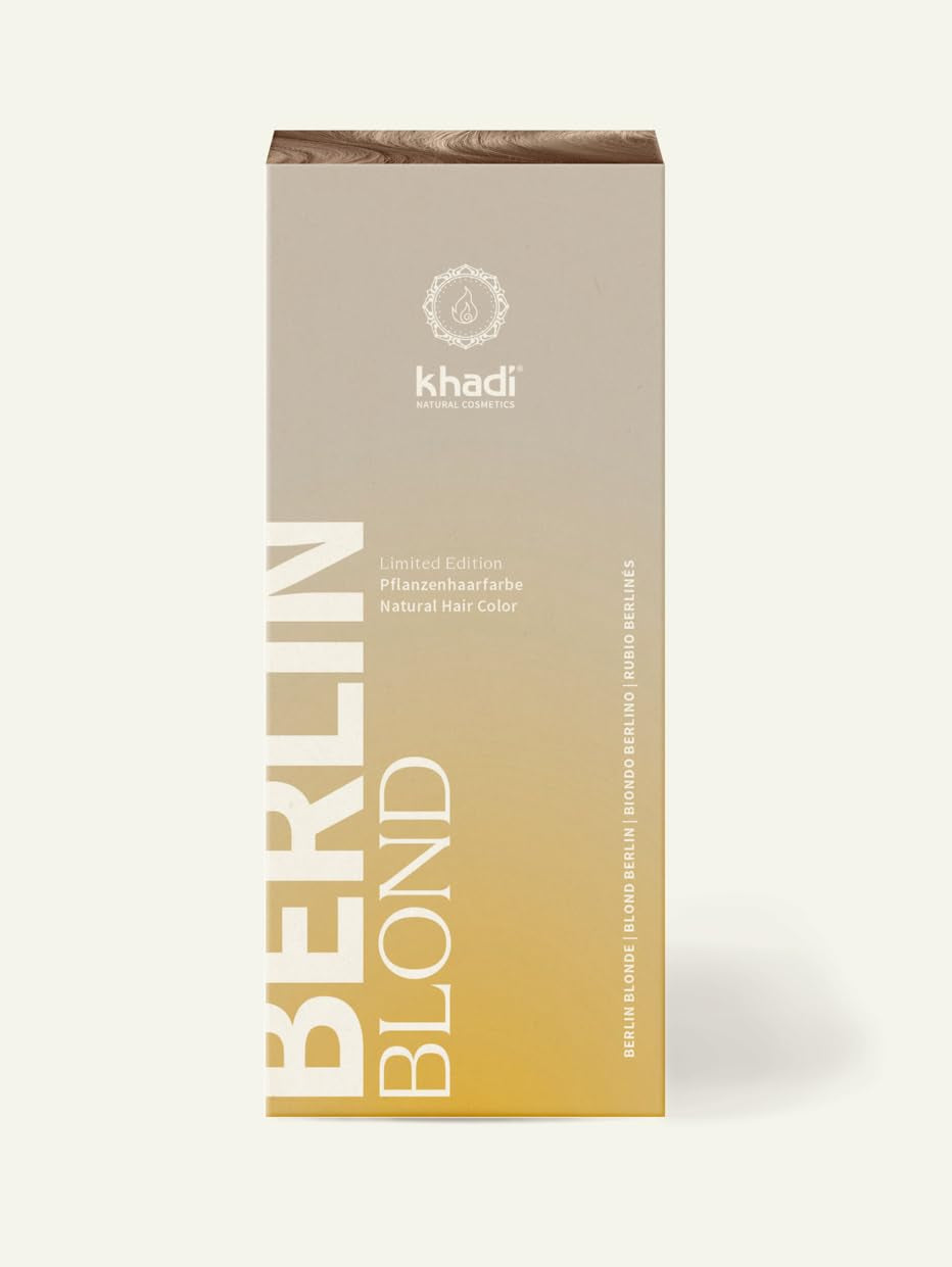 khadi BERLIN BLOND roślinna farba do włosów - farbuje włosy w chłodnym szaro-blondowym odcieniu - naturalna farba do włosów 100% roślinna, naturalna i wegańska - 100g Farba do włosów Naty Shop Tytuł domyślny