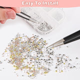 2 Boxen Nail Art Strasssteine, Mit Pincety Nägel Flatback Perlen Nail Charms Mit Kristallen Nagelzubehör Diamanten Edelstahl-Perlen Für Nagelschmuck