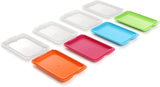 Zestaw 4 szt. krajalnic TATAY Fresh, bez BPA, wielokrotnego użytku, z możliwością układania w stosy, można myć w zmywarce i MWO, losowe kolory. Pudełka do przechowywania żywności firmy Naty Shop o wymiarach 17 cm x 3,2 cm x 25,2 cm