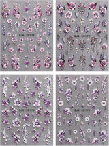 JMEOWIO 3D Nagelsticker Blumen Nail Art Naklejka Selbstklebend Nagelaufkleber 5D Stereoskopisch Frühling Sommer Dekoration Nageldesign Zubehör 4 Blatt