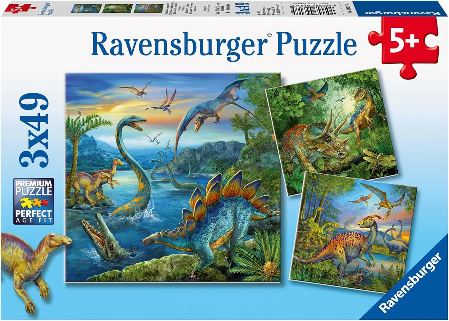 Puzzle Ravensburger dla dzieci - 09317 Fascynacja dinozaurów - 3X49 elementów Puzzle dla dzieci w wieku 5 lat i więcej Puzzle Naty Shop Single