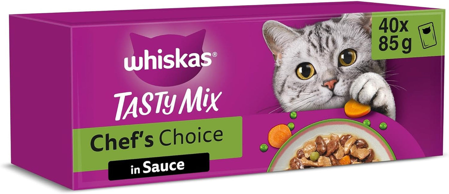 WHISKAS TASTY MIX Nassfutter w sosie für Katzen 40 x 85g Wybór szefa kuchni