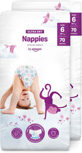 Pieluchy Amazon Ultra Dry, rozmiar 1 (2-5 kg) - pudełko miesięczne, białe, 96 sztuk (2 opakowania po 48) (dawniej marka Mama Bear, identyczny produkt)