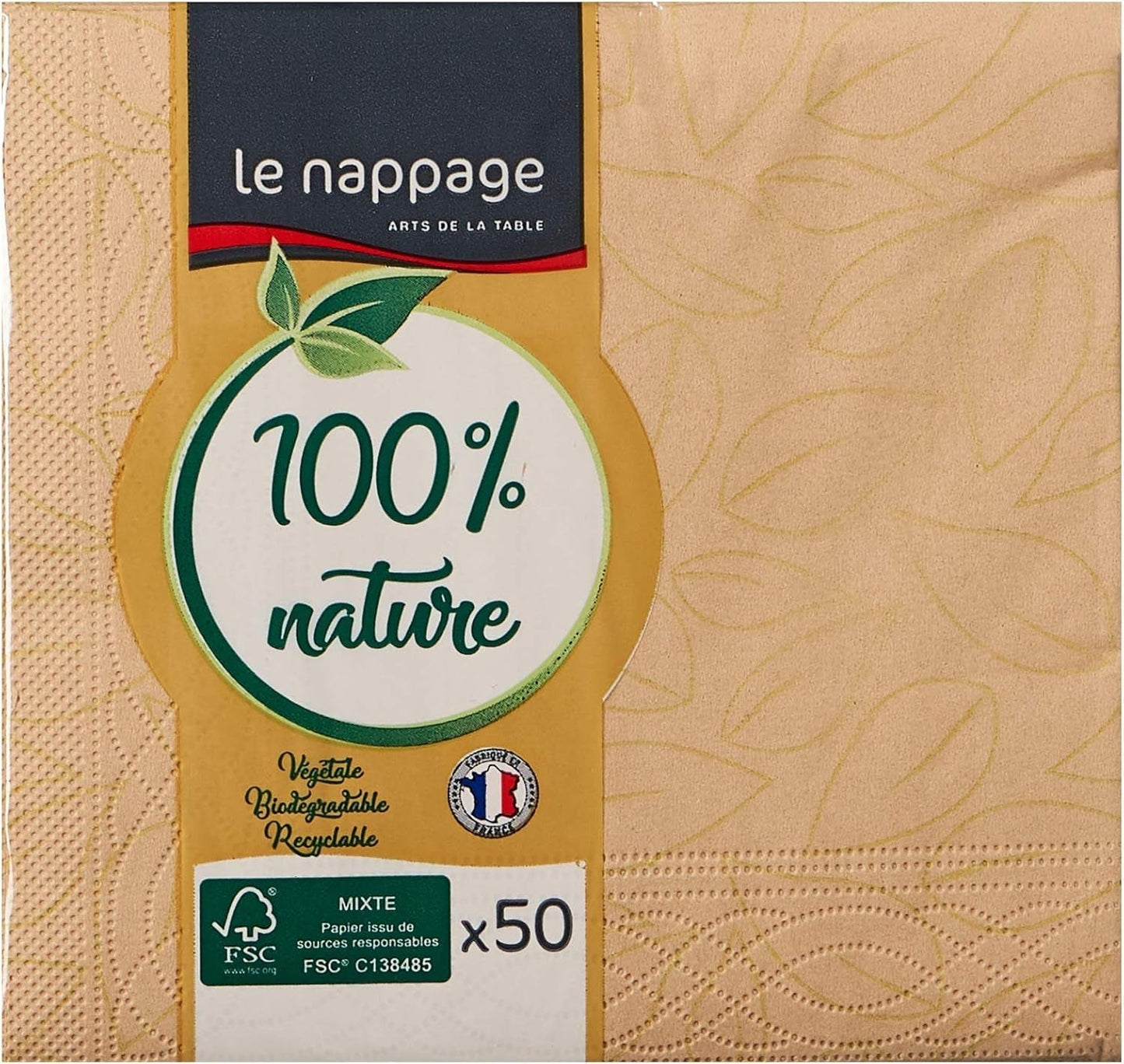 Serwetki bawełniane Le Napage 50 25 x 25 cm, 3-warstwowe, FSC białe
