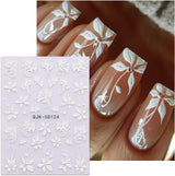 JMEOWIO 3D Nagelsticker Blumen Nail Art Naklejka Selbstklebend Nagelaufkleber 5D Stereoskopisch Frühling Sommer Dekoration Nageldesign Zubehör 4 Blatt