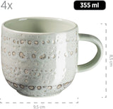 MĘSER 931744 Seria Spicy Market, ręcznie malowany zestaw obiadowy dla 4 osób w śródziemnomorskim stylu vintage, 16-częściowy zestaw ceramiczny, zielony, kamionka