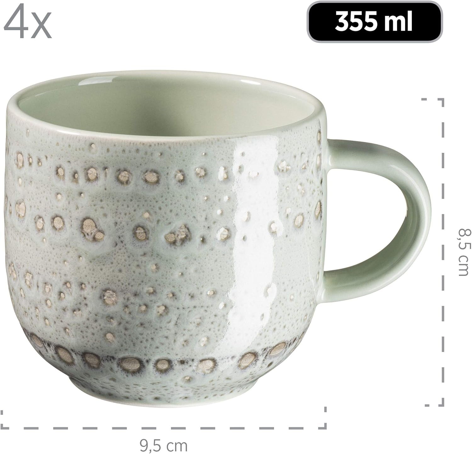 MĘSER 931744 Seria Spicy Market, ręcznie malowany zestaw obiadowy dla 4 osób w śródziemnomorskim stylu vintage, 16-częściowy zestaw ceramiczny, zielony, kamionka