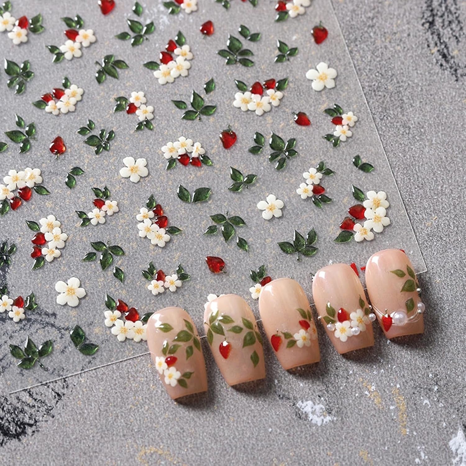 JMEOWIO 3D Nagelsticker Blume Nerdbeerenail Art Naklejka Selbstklebend Nagelaufkleber 5D Stereoskopisch Dekoration Nageldesign Zubehör 1 Blatt