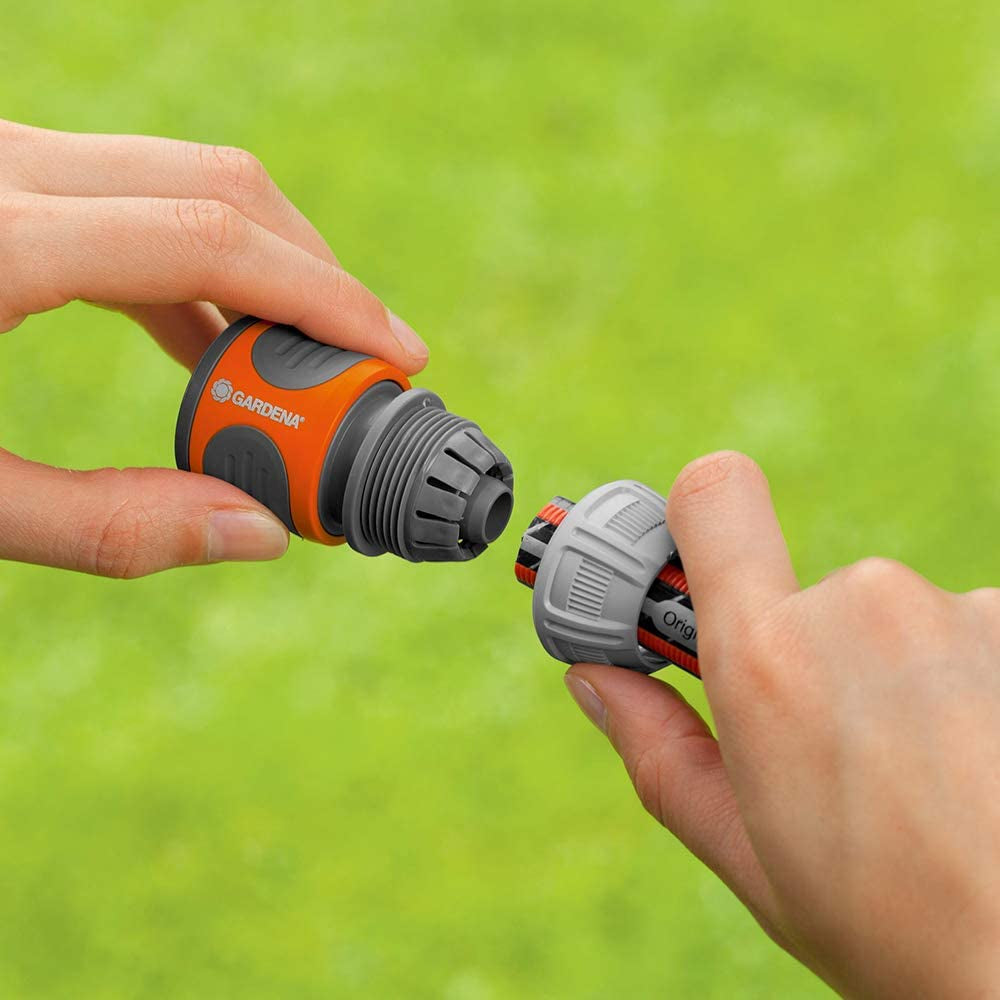 Zestaw złączy Gardena: złączka do węża z przedłużeniem 13 mm (1/2 cala) i 15 mm (5/8 cala), nawet przy wysokim ciśnieniu wody, łatwy montaż (18283-20)