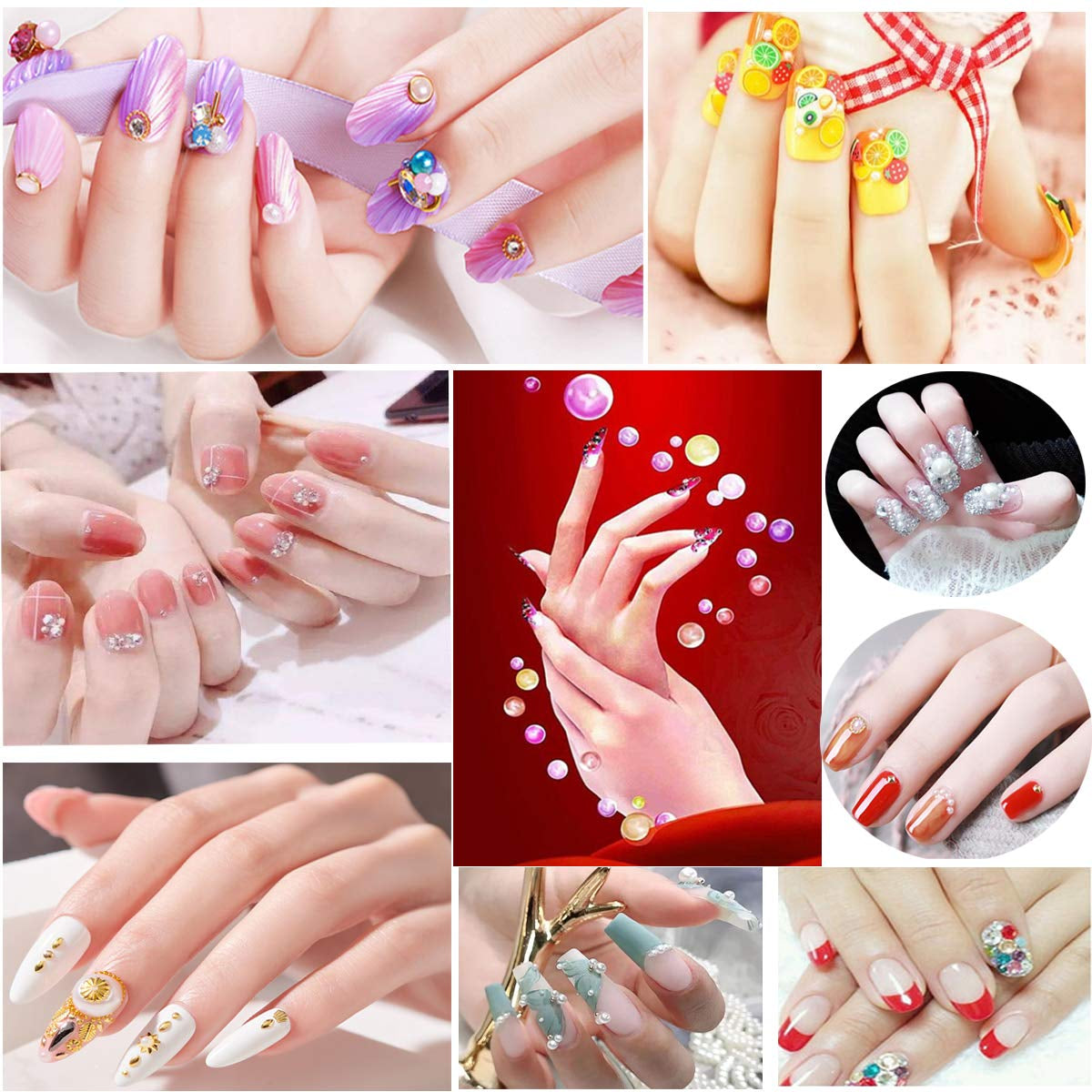 8 Boxen Nail Art Strass Kit - Nail Art Gemischt Strass Set, Nagel Kunst Strasssteine ​​​​Gems Perlen Edelsteine ​​​​Bunt Pferdeaugen Strass Für Nageldesign Zubehör Mit 1 Pinzetten Und 1 Strass Picker Für DIY