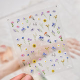 JMEOWIO 3D Nagelsticker Bunte Blumen Nail Art Naklejka Selbstklebend Nagelaufkleber 5D Stereoskopisch Frühlings Sommer Blumen Dekoration Nageldesign Zubehör 2 Blatt