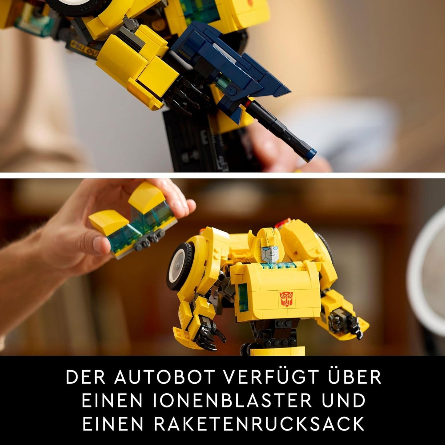 LEGO Icons Transformers Bumblebee, figurka robota kolekcjonerskiego dla dorosłych, zestaw do budowania filmów dla fanów science fiction, możliwość przekształcenia w samochód, zabawka przygodowa 10338 Zestawy do budowania Besuche den LEGO-Store