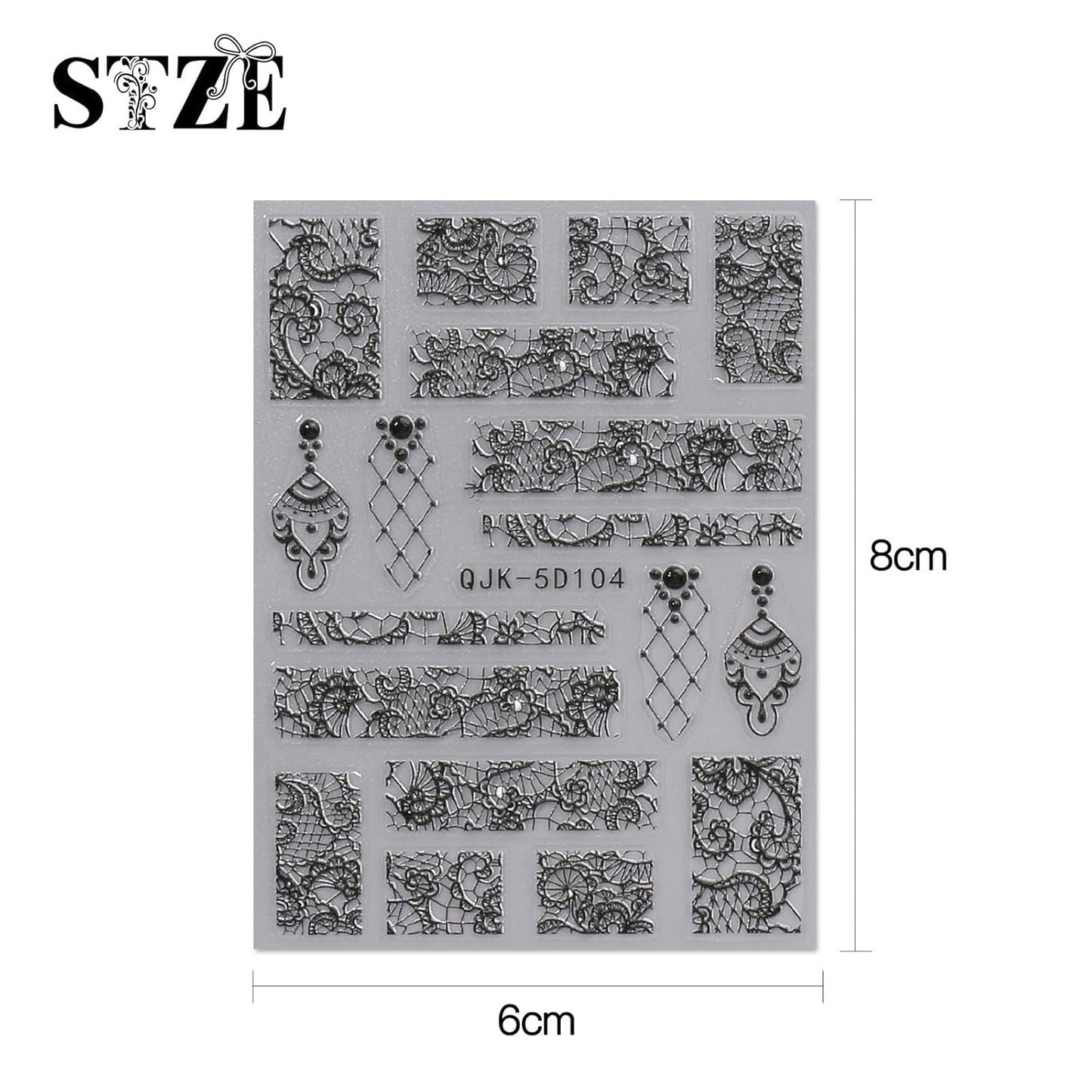 JMEOWIO 3D Nagelsticker Schwarz Weiß Blume Nail Art Naklejka Selbstklebend Nagelaufkleber 5D Stereoskopisch Blumen Dekoration Nageldesign Zubehör 4 Blatt