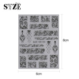 JMEOWIO 3D Nagelsticker Schwarz Weiß Blume Nail Art Naklejka Selbstklebend Nagelaufkleber 5D Stereoskopisch Blumen Dekoration Nageldesign Zubehör 4 Blatt
