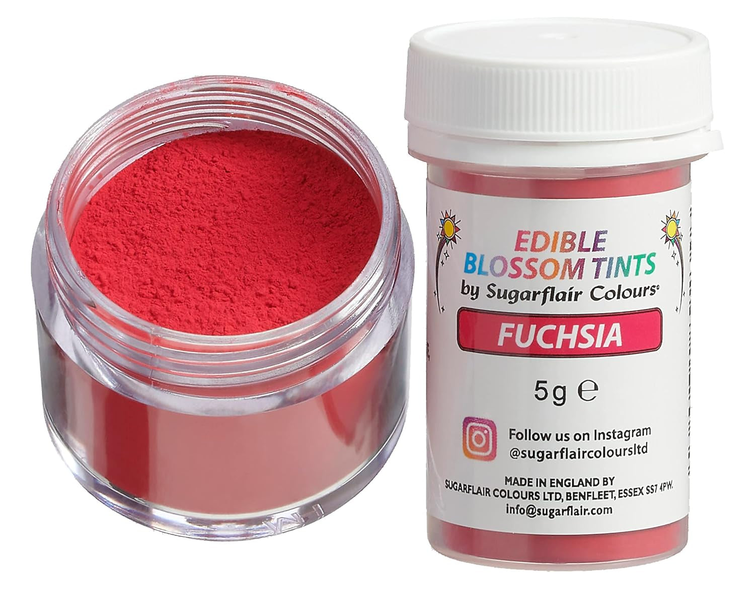 Sugarflair Blossom Tint Dust Fuksja Barwnik spożywczy w proszku - Barwnik spożywczy w proszku do dekorowania ciast, pasty cukrowej, kremówki, lukieru, czekolady, kremu maślanego, makaroników i innych - 5G