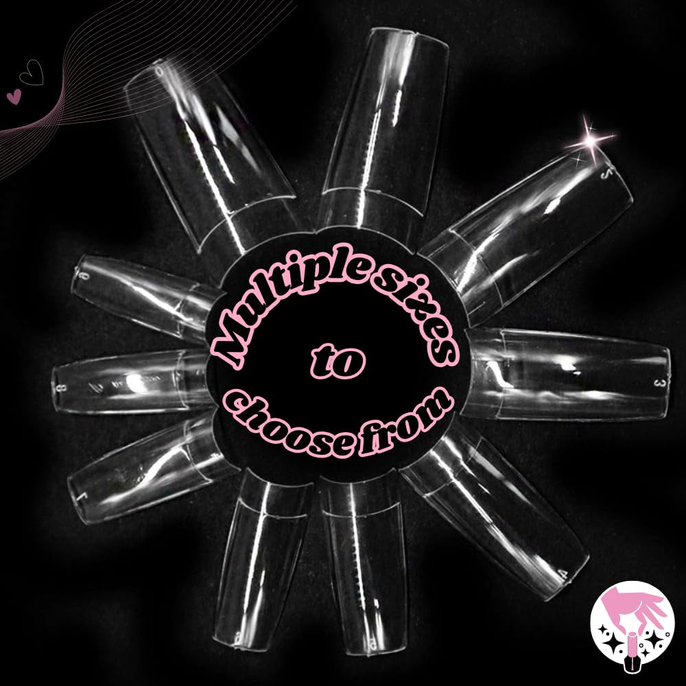 TRIXES 500 szt. Tipsy żelowe Paznokcie typu french Przezroczyste akrylowe porady do manicure DIY 10 różnych wzorów
