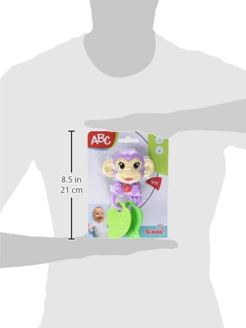 Simba 104010192 - Grzechotka muzyczna małpka ABC, 2 elementy sensoryczne, z funkcją muzyczną, 17cm, zabawka dla dzieci od 6 miesiąca Baby Toys Naty Shop