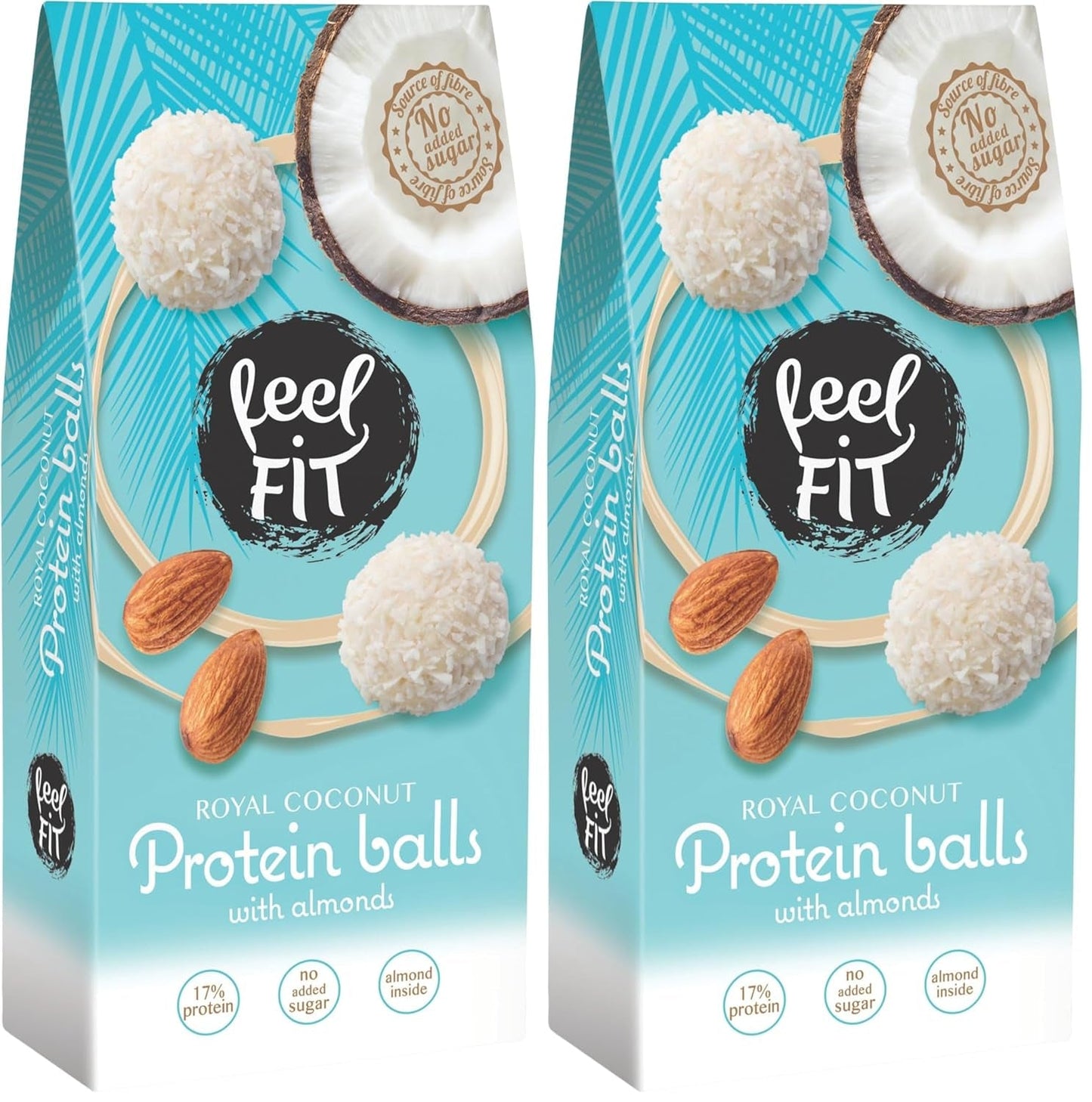 Praliny kokosowe bez cukru z migdałami, Feel FIT, bez dodatku cukru, 17% białka, 63 g
