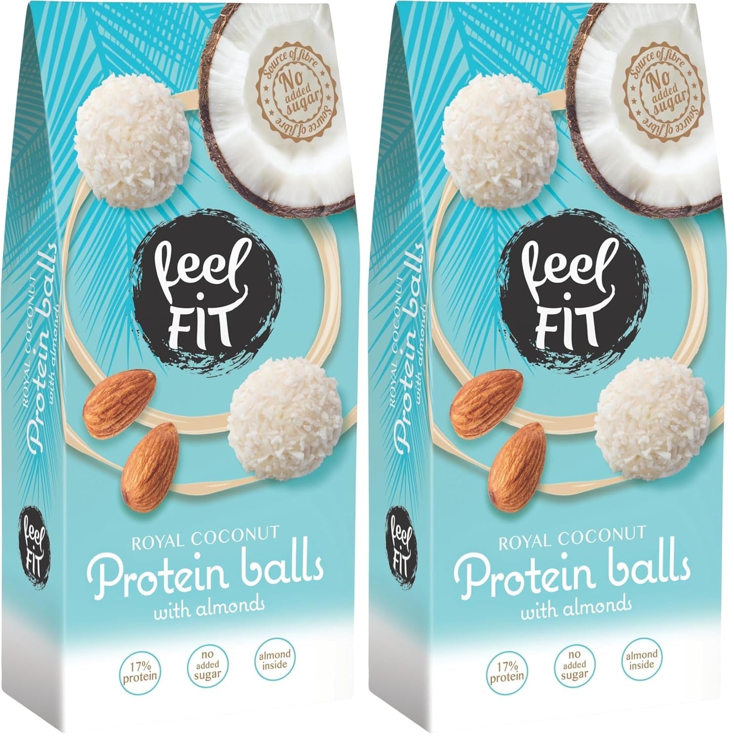 Praliny kokosowe bez cukru z migdałami, Feel FIT, bez dodatku cukru, 17% białka, 63 g