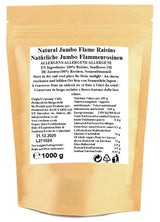 1 kg surowych sułtanek Jumbo Flame, całe owoce, bez glutenu, bez soi, bez dodatku cukru, bez konserwantów, bez słodzików, z olejem słonecznikowym Produkty suszone Naty Shop