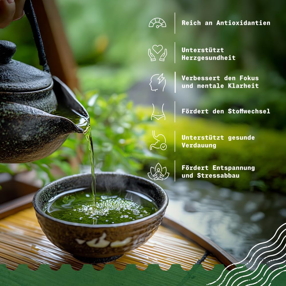 Naturalebio Japońska herbata Sencha - 200 g Organiczna herbata zielona - 100% czysta i naturalna zielona herbata Sencha - luźne liście z pierwszego zbioru - produkt ekologiczny uprawiany w Japonii