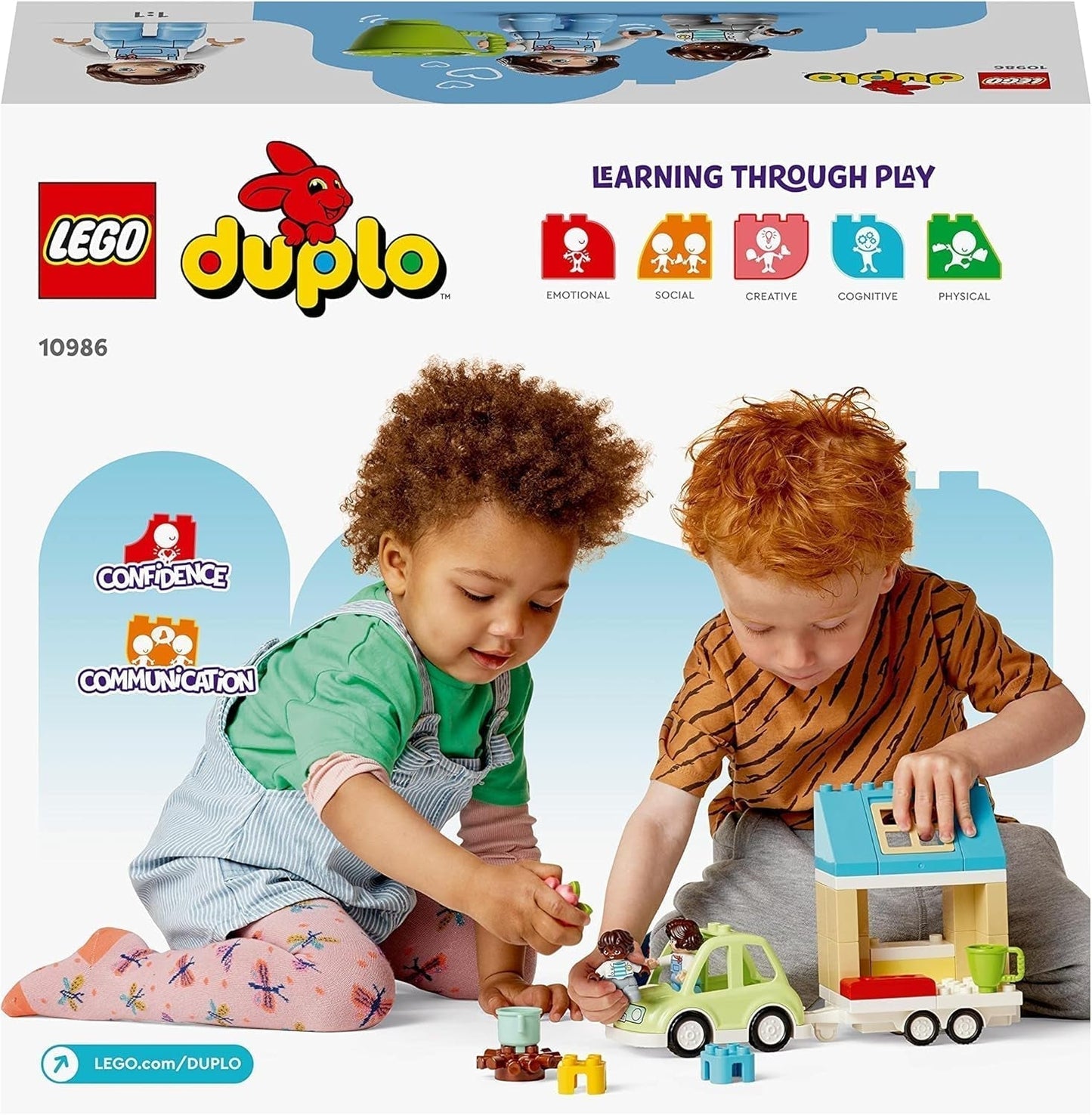 LEGO 10986 DUPLO At Home On Wheels, zabawkowy samochód z dużymi klockami, figurkami i samochodzikiem dla chłopców i dziewcząt od 2 lat, rozwija umiejętności motoryczne Zestawy do budowania Besuche den LEGO-Store