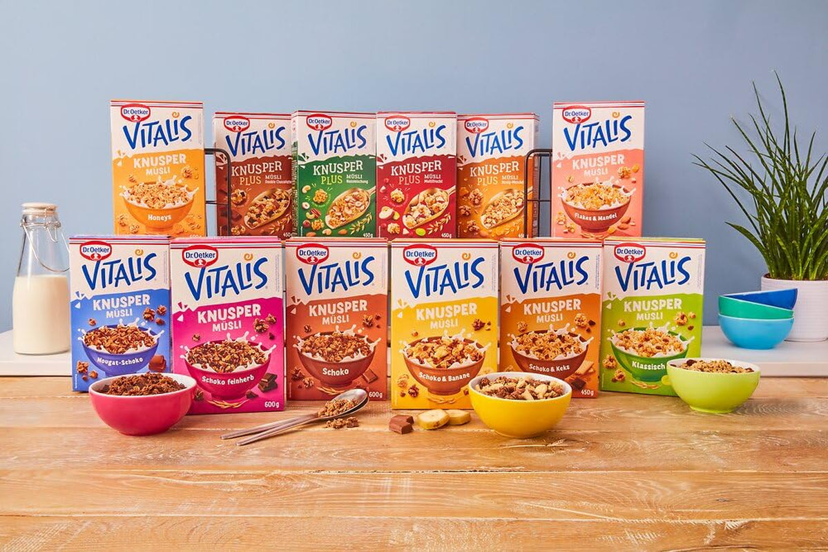 Dr. Oetker Vitalis Crunchy Honeys: Miodowe chrupiące musli na śniadanie i przekąski, 5 opakowań (5 x 600g)