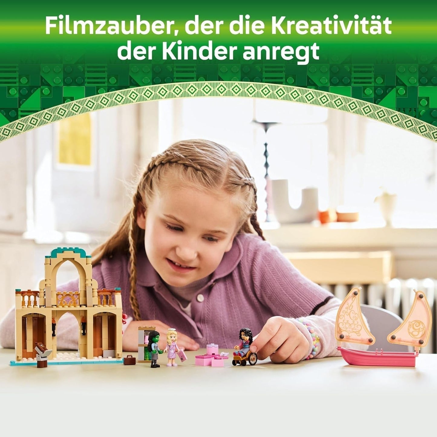LEGO Wicked Glinda, Elfaba i Nessarose na żaglówce Uniwersytetu Shiz i 3 figurkach łódki Prezent dla dziewcząt i chłopców od 7. roku życia Miłośnicy domków dla lalek 75681 Zestawy do budowania Besuche w sklepie LEGO