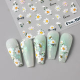 5 sztuk Geprägte Gänseblümchen Nagelsticker Selbstklebend Blumen Nagelaufkleber Gänseblümchen Schmetterling Nagel naklejka Nageldesign Aufkleber Nägel Zubehör Blume naklejka do paznokci kwiat naklejki do paznokci