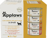 Applaws 100% naturalna mokra karma premium premium dla kotów, bulion z kurczaka dla dorosłych kotów – opakowanie 4 pudełka (12 x 70 g)