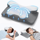 Poduszka pod kark 2 w 1, poduszka z pianki memory, ergonomiczna poduszka ortopedyczna, 2 wysokości spania, poduszka podtrzymująca szyję na bok/plecy/brzuch Poduszki ortopedyczne szyjki macicy Naty Shop szary