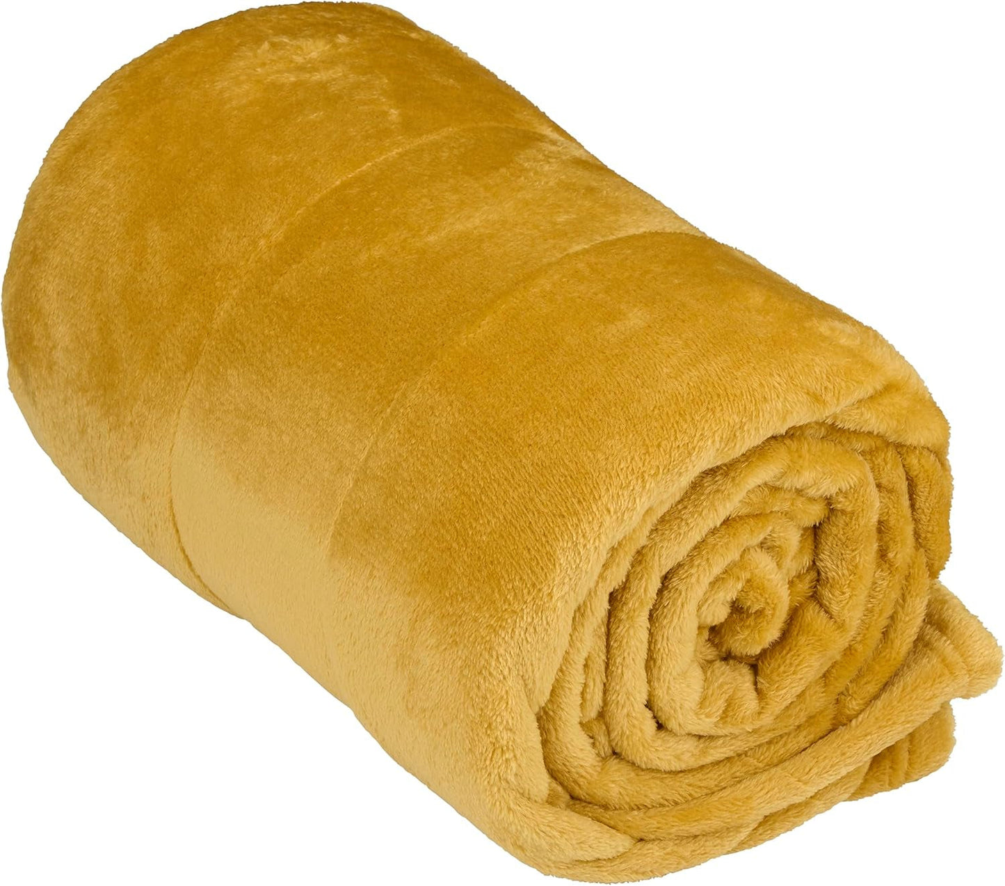 Koc polarowy Articasa 150 x 200 cm - narzuta - wygodny koc - koc na sofę - koc na sofę dla 1 osoby - dekoracja salonu - można prać w pralce - musztardowy żółty - polar/poliester Łóżka i koce Arti Casa Domyślny tytuł