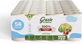 Grazie Naturalny papier toaletowy, Econatural, 56 rolek, Fibrepack Papier toaletowy z recyklingu, 100% ekologiczny, ekologiczny, z certyfikatem Ecolabel i FSC z recyklingu, wyprodukowany we Włoszech