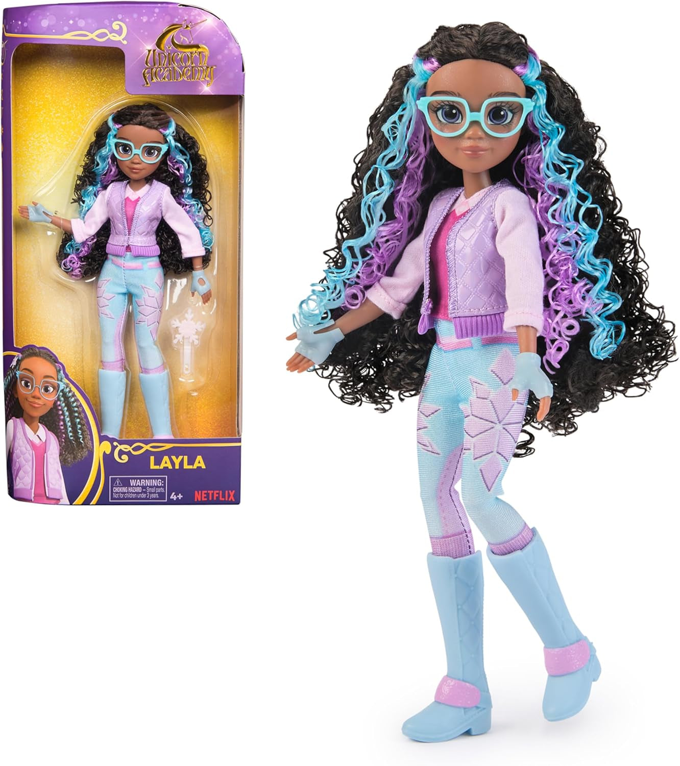 Unicorn Academy Deluxe Masked Ball Sophia - 24 cm lalka z popularnej serii Netflix z 2 strojami, klasycznym ubieraniem i odgrywaniem ról, wiek 4+ Naty Shop Dolls Layla Doll Dress Up
