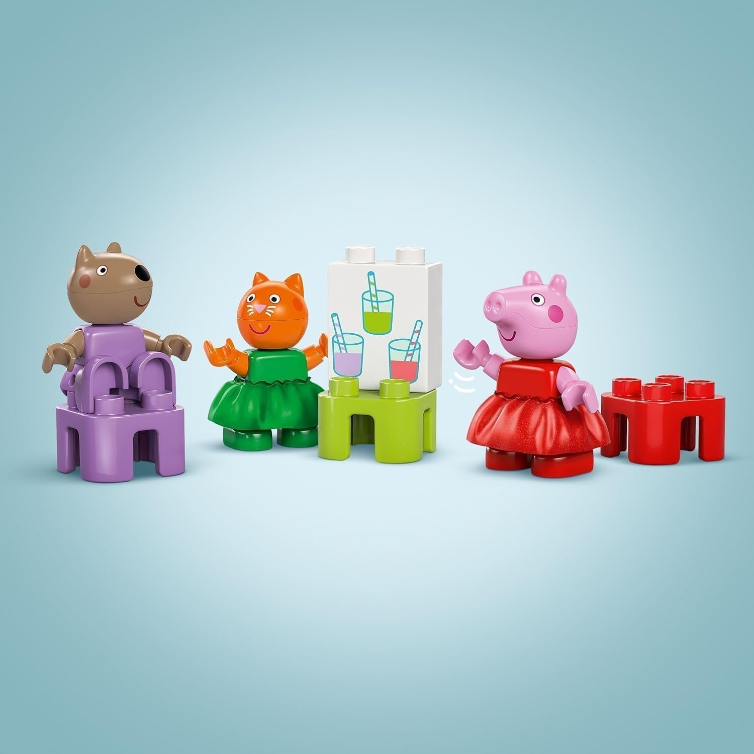 LEGO DUPLO Jarmark Peppa Wutza — Zabawki dla dzieci i zabawki motoryczne od 2. roku życia — Gry dla przedszkolaków z dużym kołem, zjeżdżalnią i 3 figurkami, w tym Mollie Kitty i Klausi Kläff — Prezent dla dzieci 10453 Zestawy do budowania Besuche den LEGO-Store
