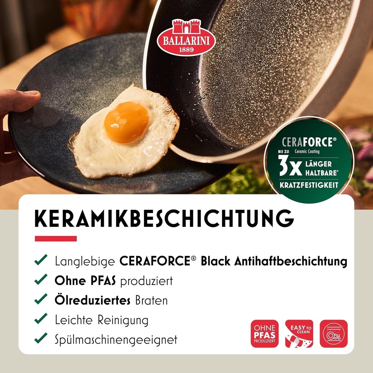 Patelnia Ledro 24 cm, aluminiowa, nadaje się do indukcji, nieprzywierająca powłoka ceramiczna, Thermopoint, Made in Italy, beżowa Garnki i patelnie Naty Shop