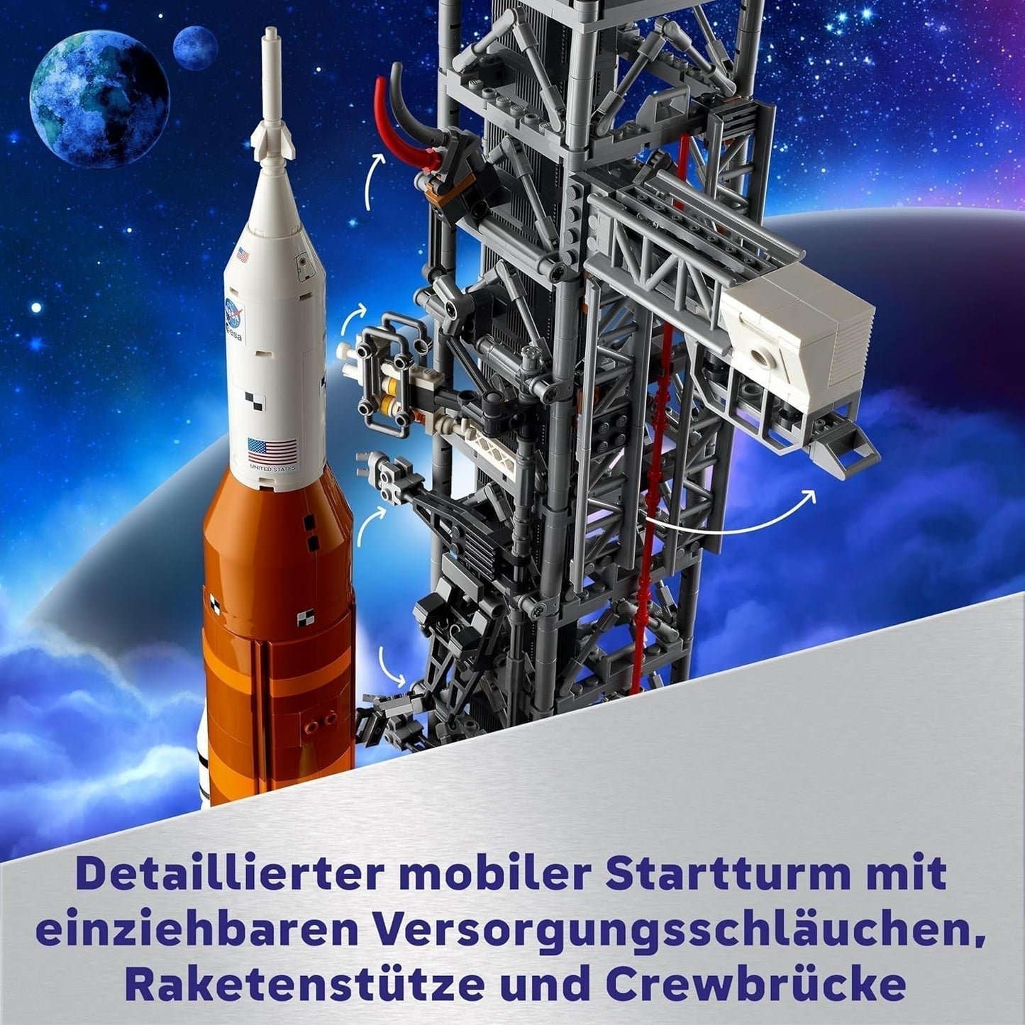 LEGO Icons NASA Artemis Platforma startowa Prezent do salonu lub biura Zestaw do budowania dla dorosłych z kapsułą kosmiczną Orion i platformą startową Przedmiot kolekcjonerski 10341 Zestawy do budowania Besuche den LEGO-Store