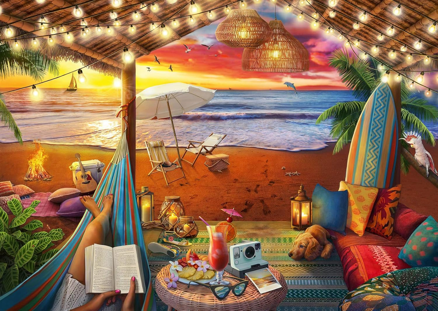 Ravensburger Puzzle 16795 - Zachód słońca na plaży - 500 elementów puzzle dla dorosłych i dzieci 10+ z większymi elementami [wyłącznie na Amazon] Puzzle Naty Shop Single