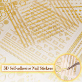 MWOOT 10 arkuszy Złota Nagelsticker Abziehbilder Nail Art Naklejka, Zestaw samoprzylepnych naklejek do paznokci 3D Linien Streifenband Design, Diy Metallisch Nailart Aufkleber Maniküre Zubehör Für Nagel Dekoration