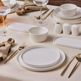 Zestaw obiadowy Karaca Stream Bone Bomo na 12 osób Elegancki zestaw talerzy kwadratowych Eleganckie zastawy stołowe z białej porcelany