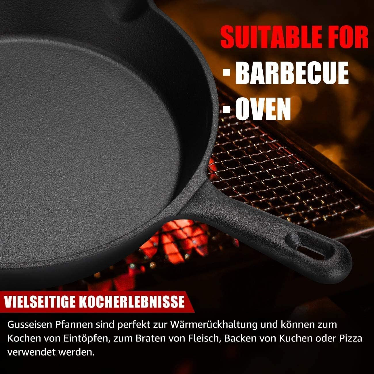 Żeliwna patelnia grillowa z uchwytem OVERMONT Garnki i patelnie Naty Shop