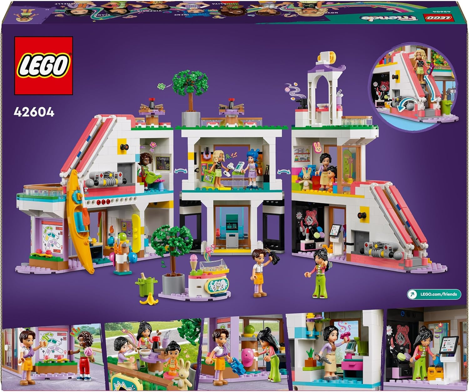 LEGO Store Friends Domek dla lalek Heartlake City Zestaw figurek dla dziewcząt i chłopców promuje rozwój społeczno-emocjonalny Prezent dla 8-latków 42604 Zestawy do budowania Besuche den LEGO-Store