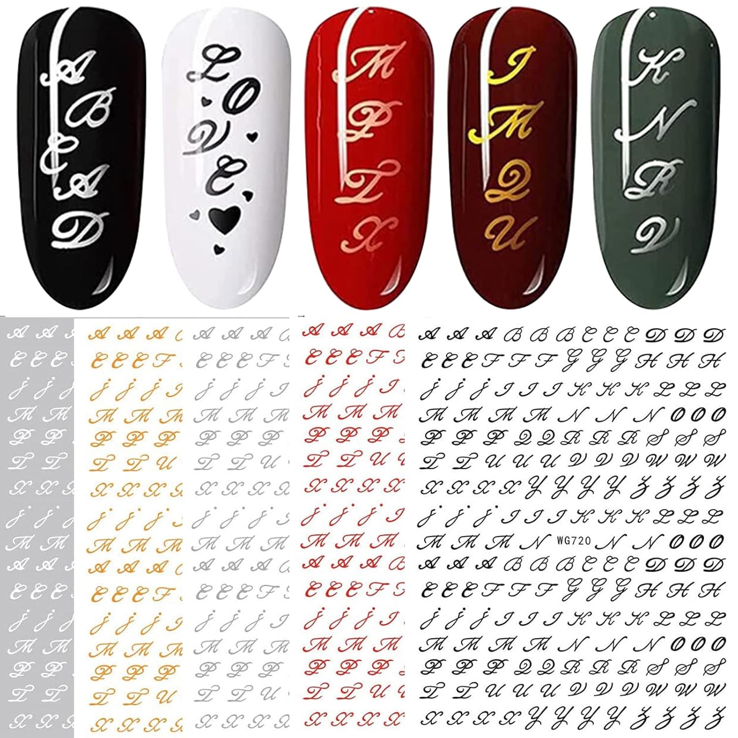 6 Blatt Nagelsticker Alte Alphabetzahlen Nagelaufkleber Selbstklebend Alte Briefe Nail Art Naklejka Dekoracja Nageldesign Zubehör