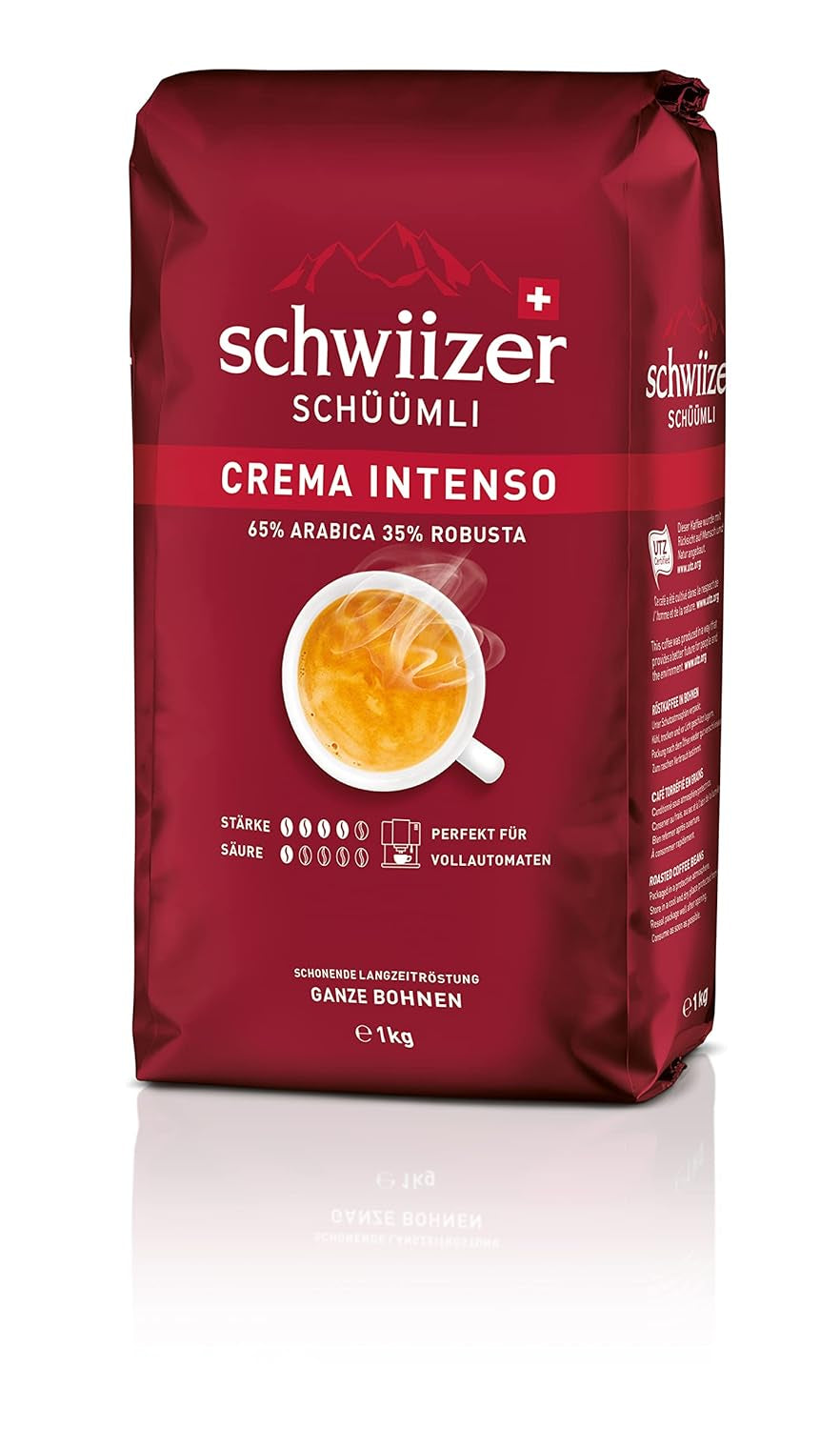 Schwiizer Schüümli Intenso, kapsułka, kawa mielona 1kg - Intensywność 4/5 - Certyfikat UTZ (opakowanie 4 szt.)