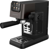 Ekspres do kawy z kolbą GRUNDIG KSM 5330 ze zintegrowanym pojemnikiem na mleko, moc 1628 W, ciśnienie pompy 15 bar, podwójna dysza, kolorowy wyświetlacz dotykowy, BrewSense, CreamyPro, Ciemna stal nierdzewna/Czarny