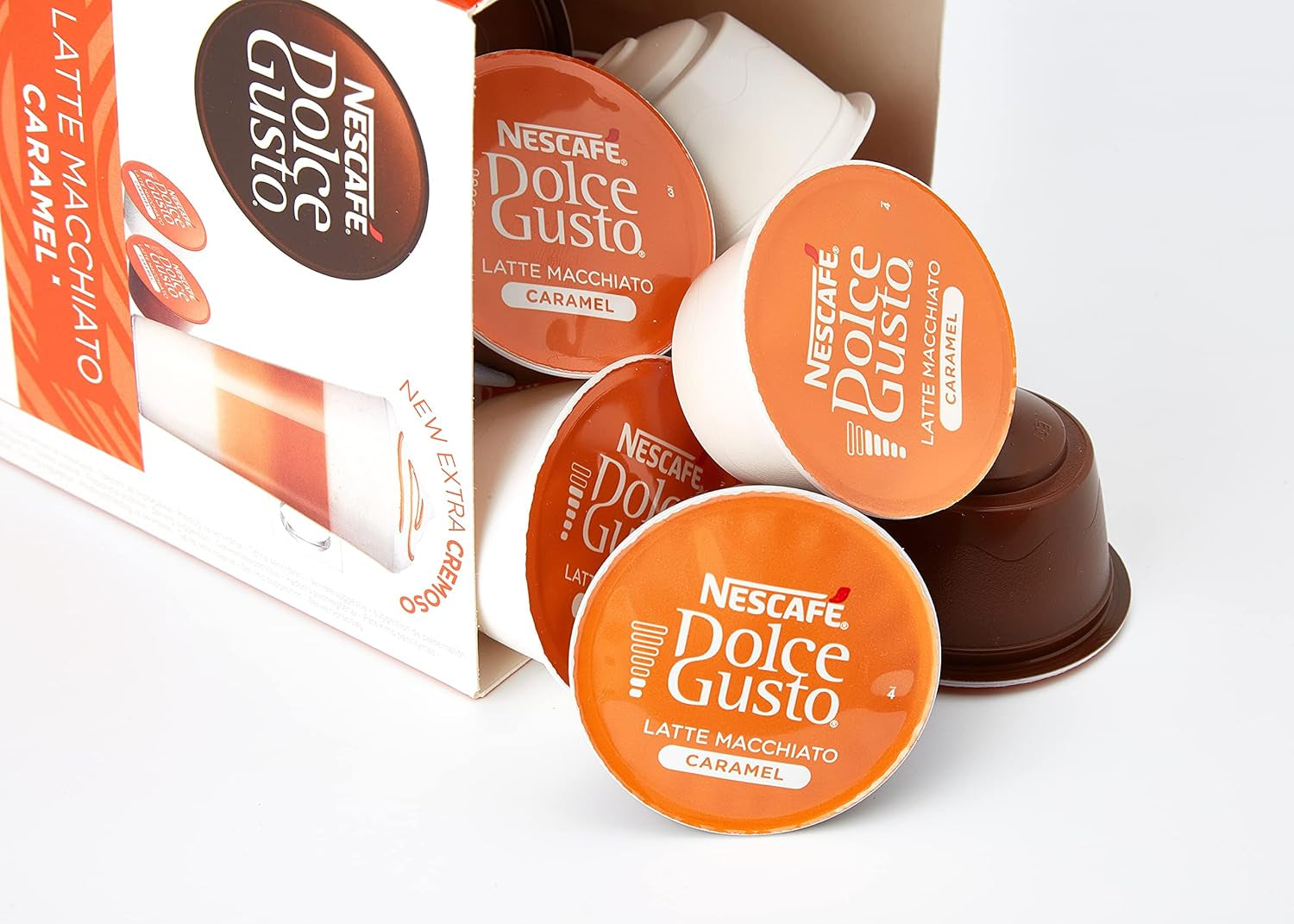 Flat White, 48 Kaffeekapseln, Arabica i Robusta Bohnen & Latte Macchiato Caramel, 48 Kaffeekapseln