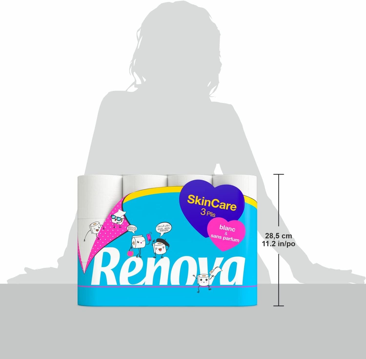 Papier toaletowy Renova Skincare, 3 warstwy, biały, 24 rolki