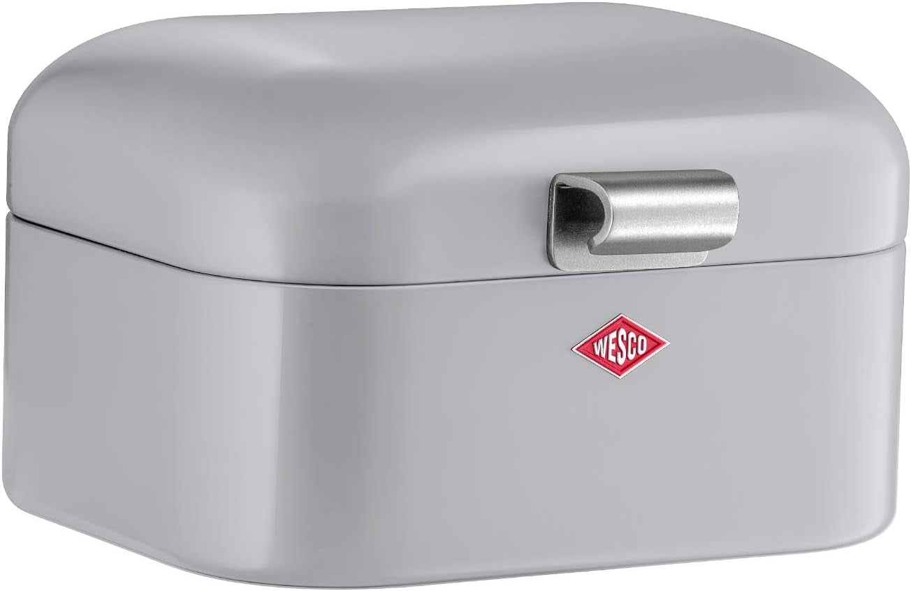 Wesco 235 001 Mini Grandy kosz na chleb 17 x 18 x 12 cm (dł./szer./wys.) różowy, stal nierdzewna Pudełka do przechowywania żywności Naty Shop Cool szary